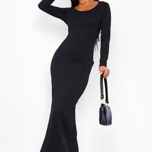 BOOHOO | NWT maxi dress black small with slit bodycon